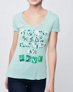 Femme John Galliano T-Shirts^T-Shirt imprimé vert d'eau/vert/blanc