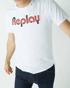 Homme Replay T-Shirts^T-Shirt Logo blanc
