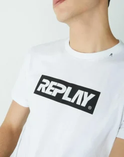 Homme Replay T-Shirts^T-Shirt Logo blanc