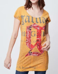 T-Shirt long Gazette orange/rouge/gris-John Galliano Discount