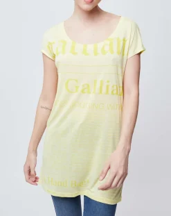 T-Shirt Long imprimé Gazette jaune poussin/jaune moutarde-John Galliano Outlet