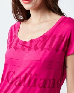 Femme John Galliano T-Shirts^T-Shirt Long imprimé Gazette rose