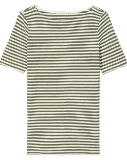 T-Shirt manches courtes Rayé Flame blanc/kaki-Marc O'Polo Best