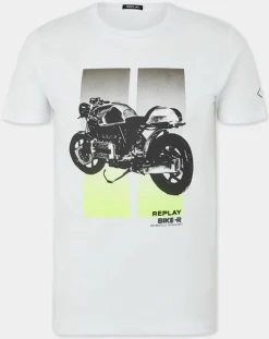 Homme Replay T-Shirts^T-Shirt Moto Bike blanc