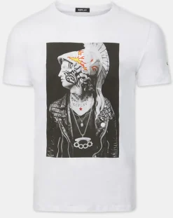 Homme Replay T-Shirts^T-Shirt print rock blanc
