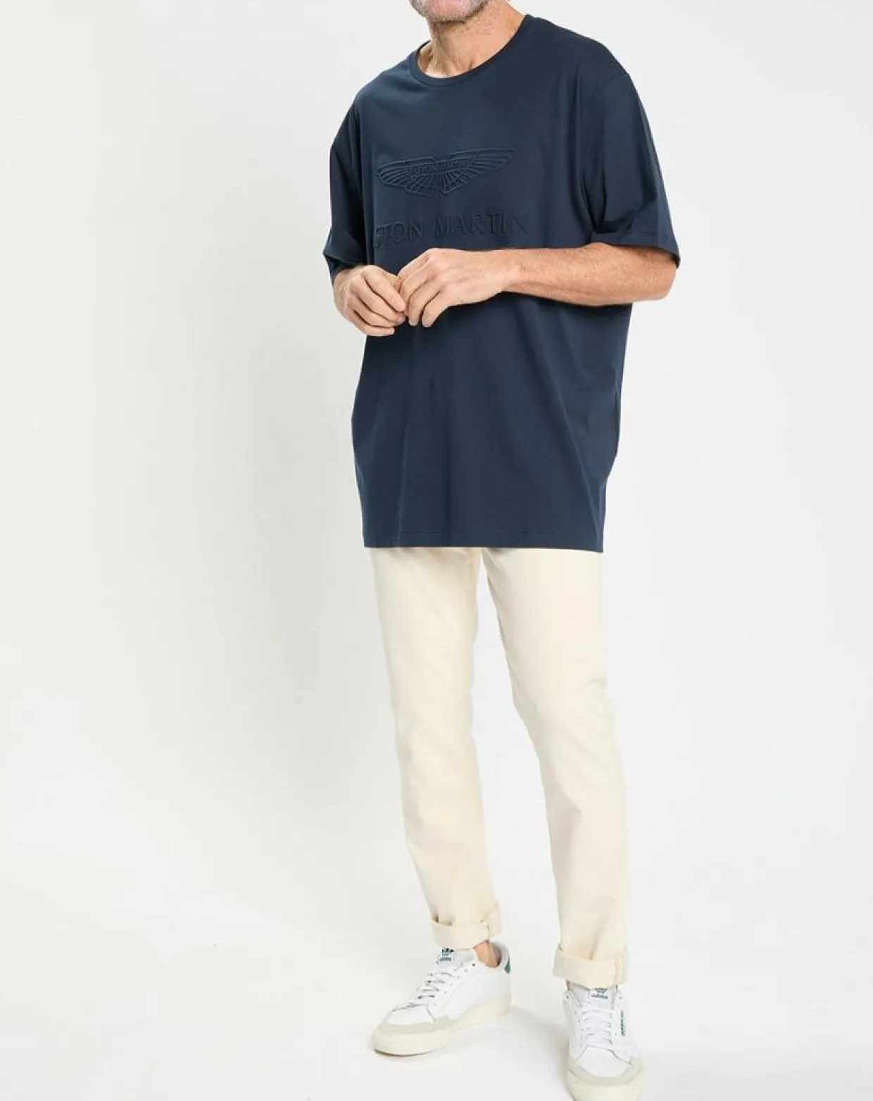 T-Shirt Regular Fit Aston Martin Racing embossé bleu marine-Hackett London Hot
