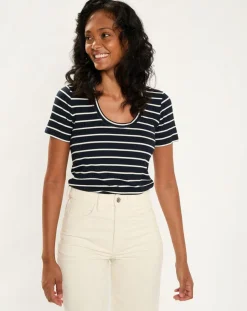 Femme Esprit T-Shirts^T-Shirt Rib bleu marine