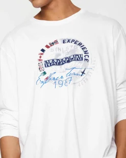T-Shirt Smu Streif blanc-Napapijri