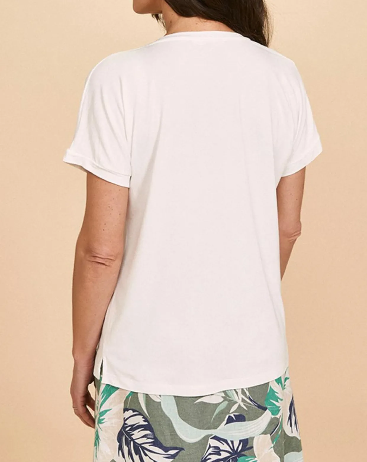 T-Shirt Tilleul à broderies blanc cassé-Devernois Discount
