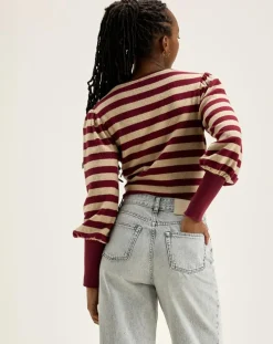 Femme Bellerose T-Shirts^T-Shirt Vidoum rayé blanc/rouge