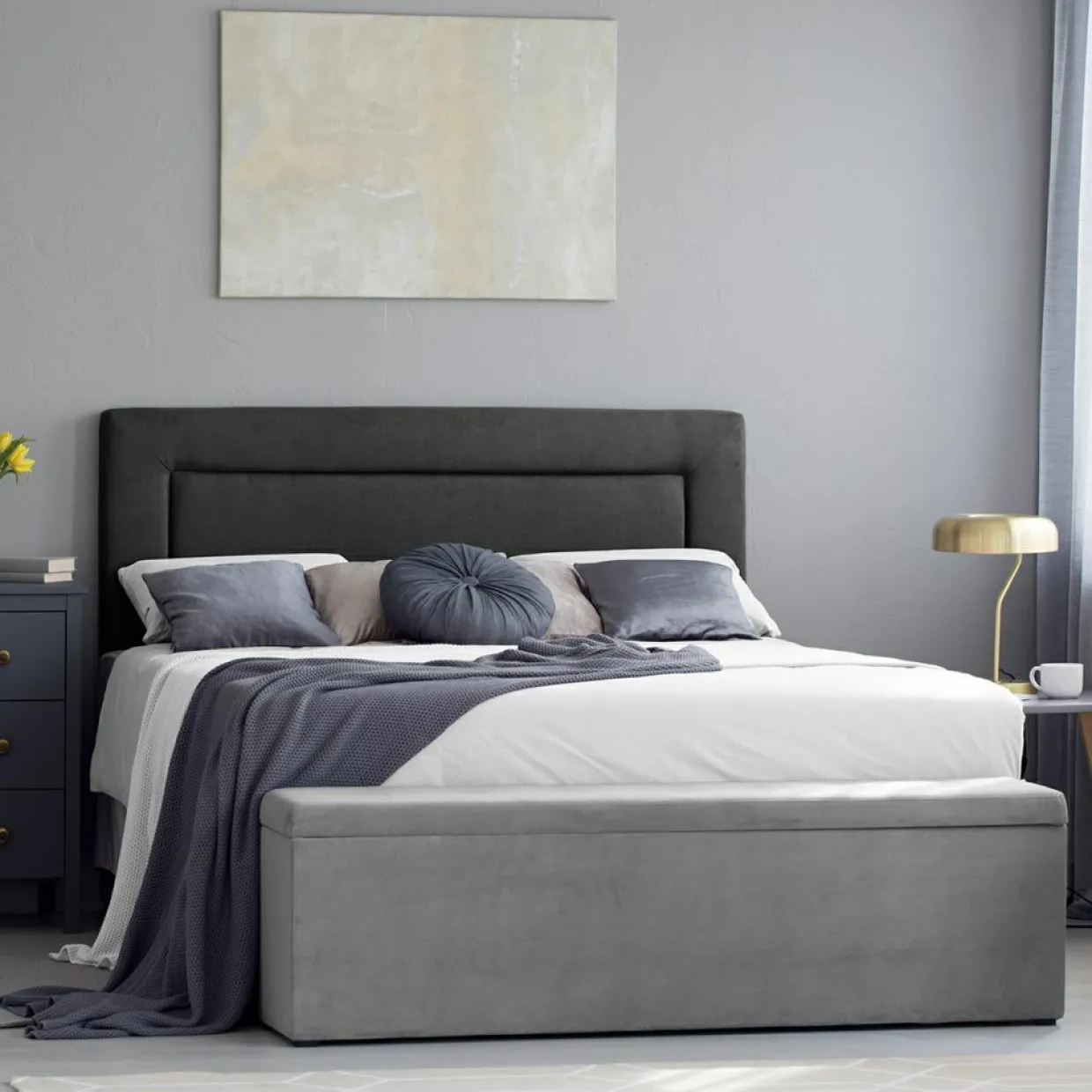 Tête de lit Ancona noire - 160x120 cm-Mazzini Sofas Sale