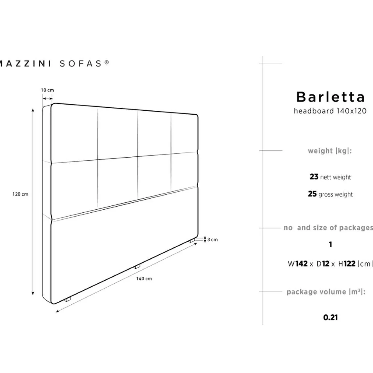 Tête de lit Barletta crème - 160x120 cm-Mazzini Sofas Discount