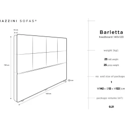 Tête de lit Barletta gris foncé - 200x120 cm-Mazzini Sofas Online