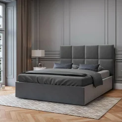 Mazzini Sofas Têtes De Lit^Tête de Lit en Velours Begonia gris foncé - 140x120 cm