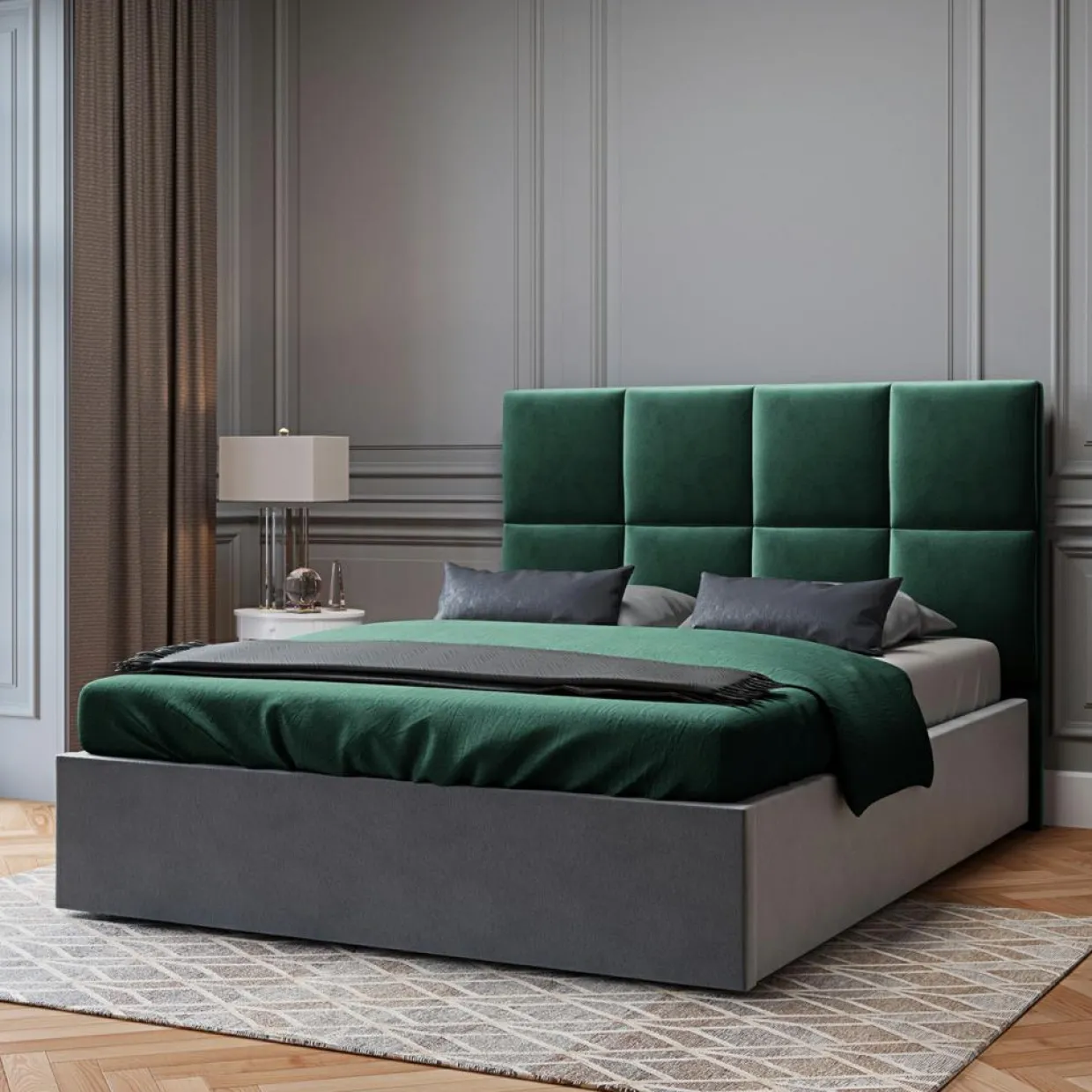 Mazzini Sofas Têtes De Lit^Tête de lit en Velours Begonia vert bouteille - 160 cm
