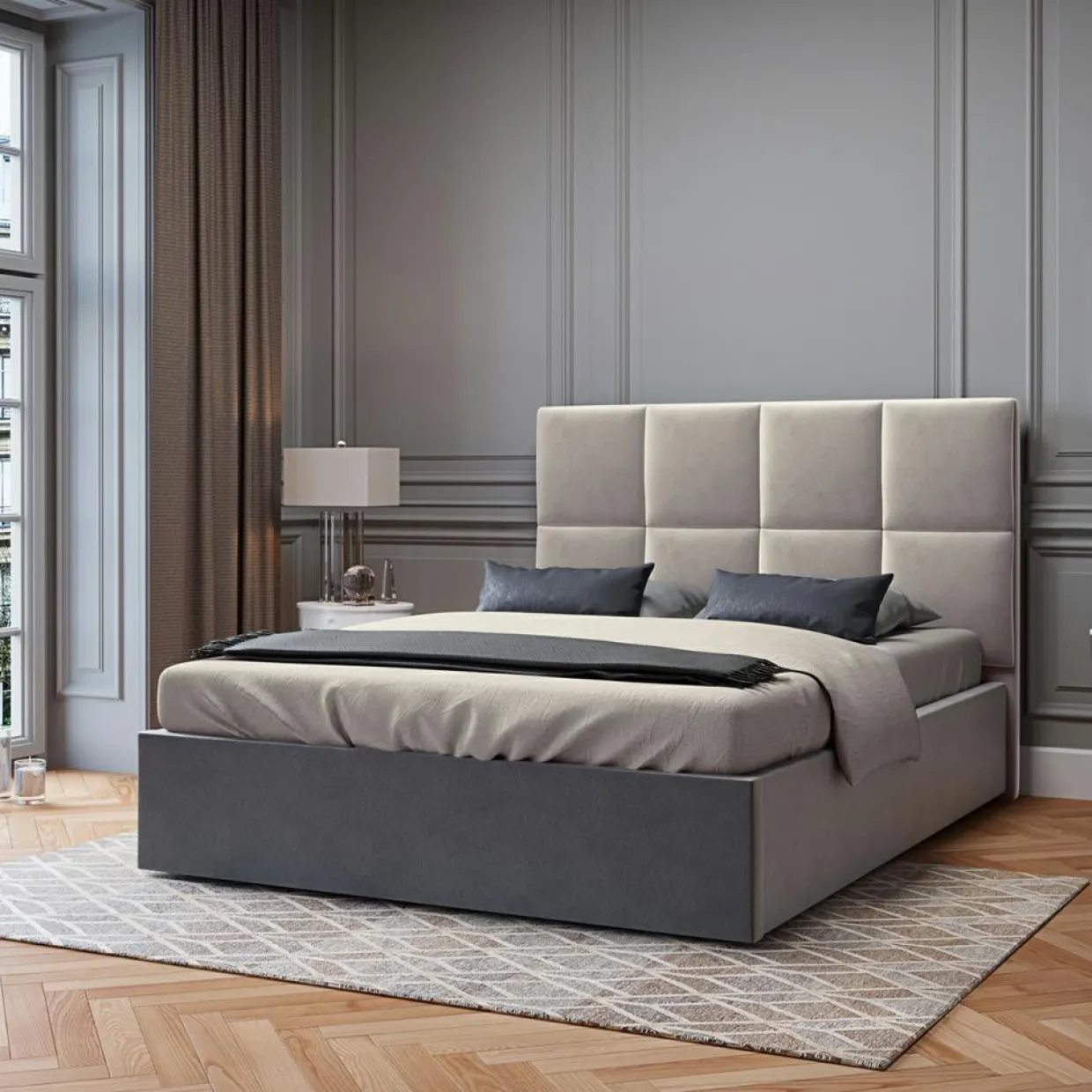 Tête de lit en Velours Begonia beige clair - 160 cm-Mazzini Sofas Hot