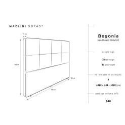 Mazzini Sofas Têtes De Lit^Tête de lit en Velours Begonia gris foncé - 180 cm