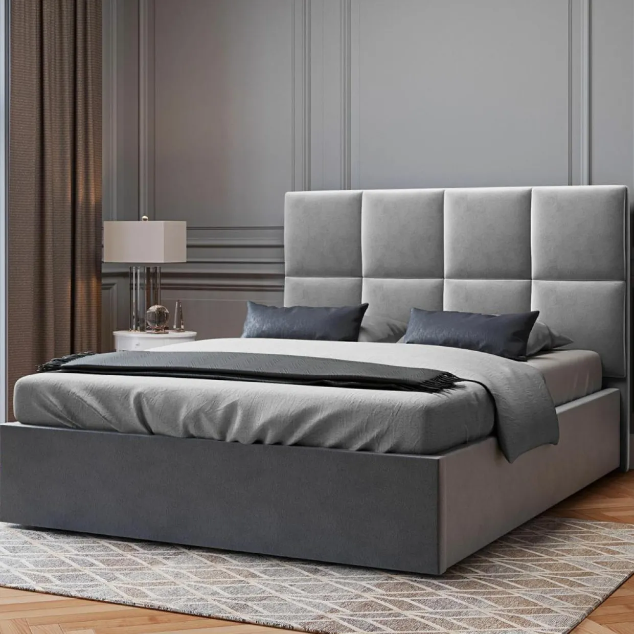 Tête de lit en Velours Begonia gris clair - 160 cm-Mazzini Sofas Clearance