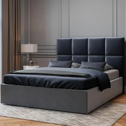 Mazzini Sofas Têtes De Lit^Tête de lit en Velours Begonia bleu foncé - 200x120 cm