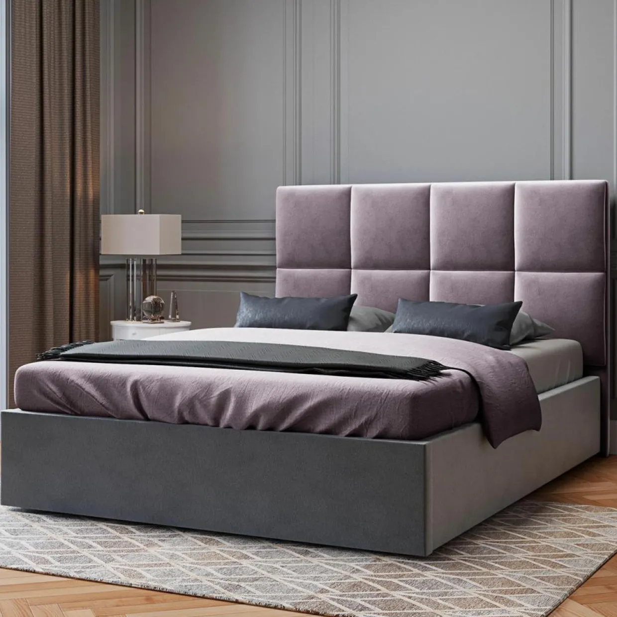 Tête de lit en Velours Begonia lavande - 180x120 cm-Mazzini Sofas Discount