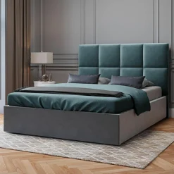 Tête de Lit en Velours Begonia pétrole - 140x120 cm-Mazzini Sofas Best