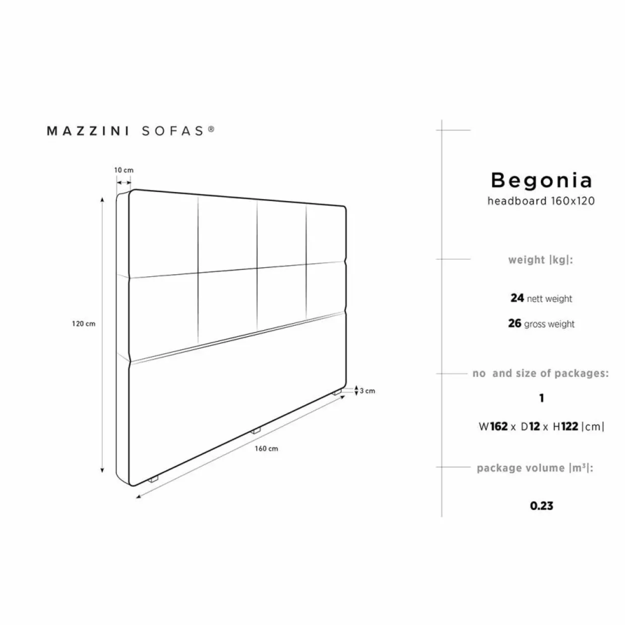 Mazzini Sofas Têtes De Lit^Tête de lit en Velours Begonia gris foncé - 160 cm