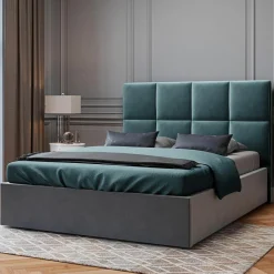 Mazzini Sofas Têtes De Lit^Tête de lit en Velours Begonia pétrole - 200x120 cm