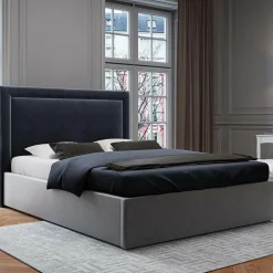 Tête de lit en Velours Primevere bleu foncé - 160x120 cm-Mazzini Sofas Best