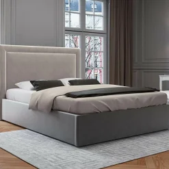 Tête de lit en Velours Primevere beige clair - 160x120 cm-Mazzini Sofas Outlet