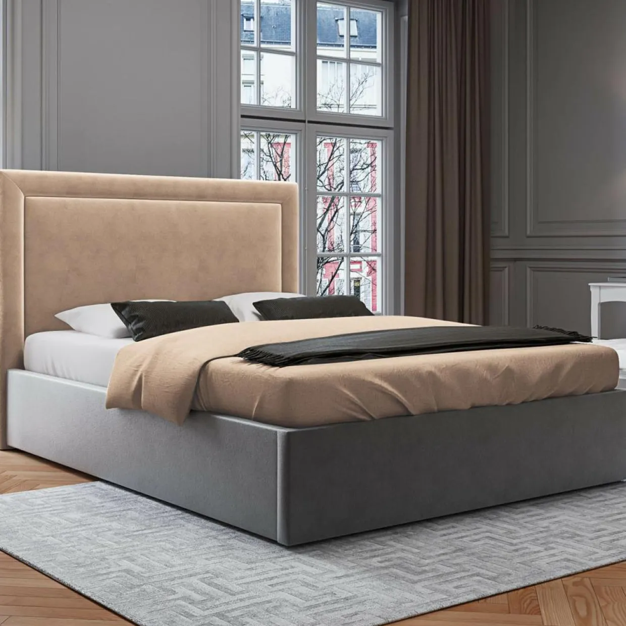 Mazzini Sofas Têtes De Lit^Tête De Lit En Velours Primevere beige - 180x120 cm