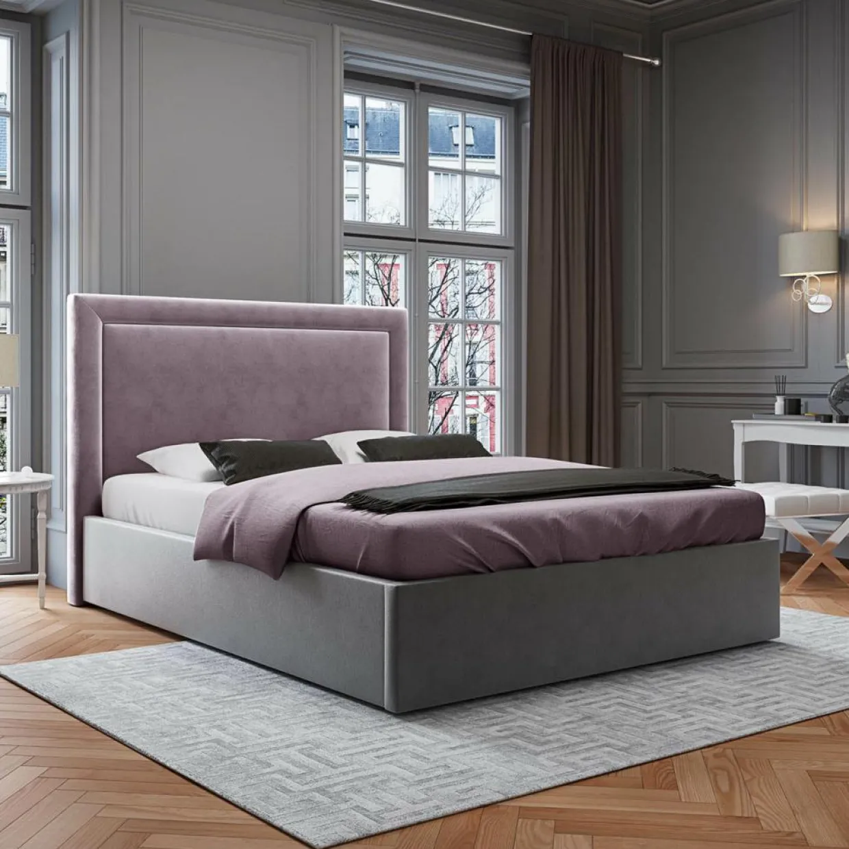 Tête de lit en Velours Primevere lavande - 160x34x47 cm-Mazzini Sofas New