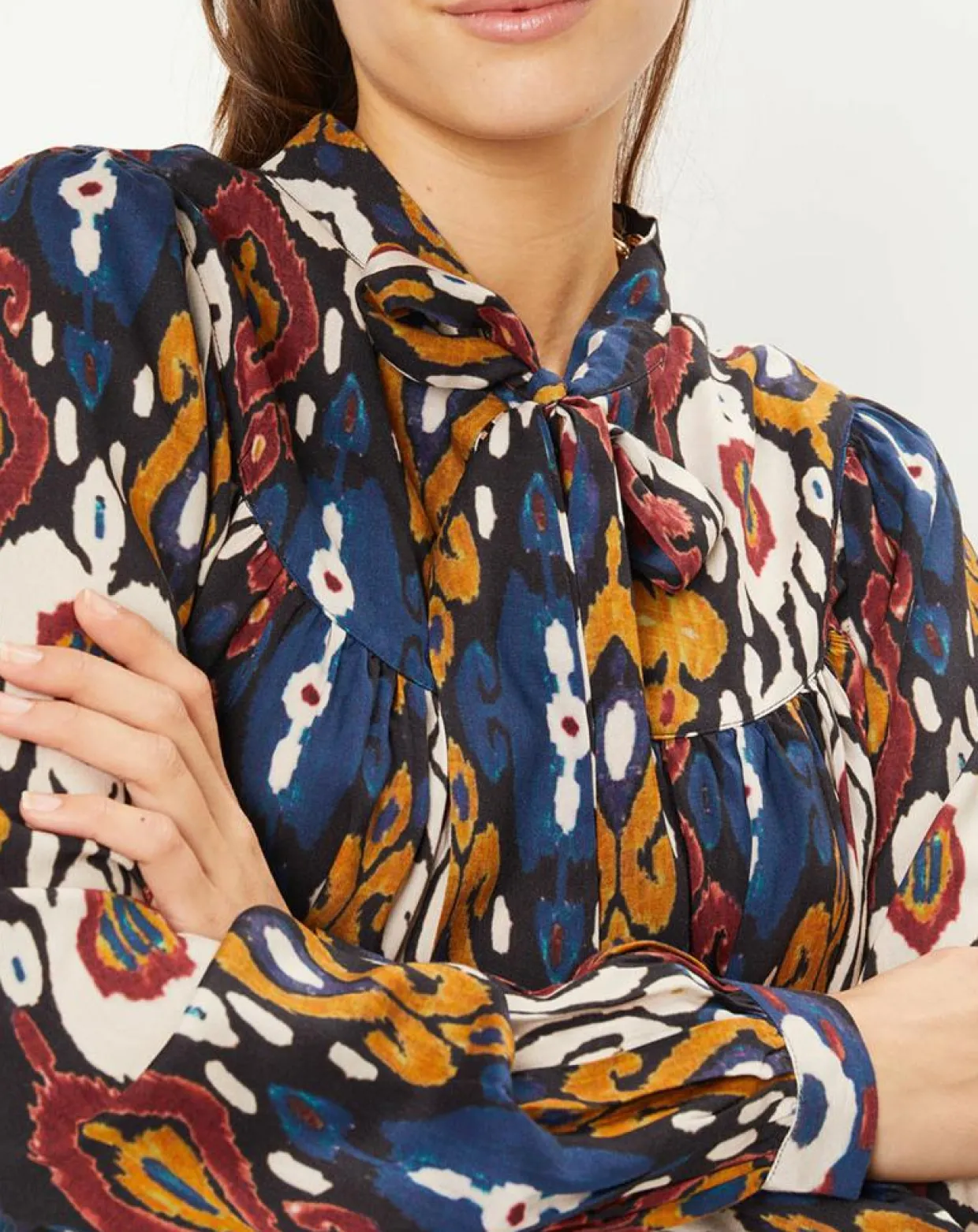 Femme Stella Forest Tops Et Blouses^Tunique à col lavallière Héloïse à motifs carbone
