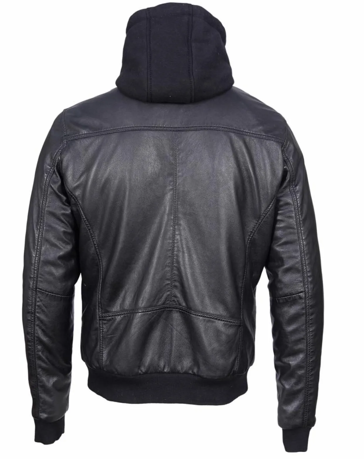 Veste à capuche en Cuir Briac noire-Blue Wellford Online