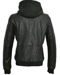 Veste à capuche en Cuir Noa noire-Blue Wellford Outlet