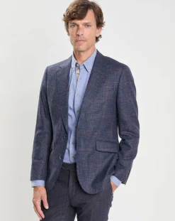 Veste en Laine mélangée Check à imprimé Prince de Galles bleue-Hackett London New