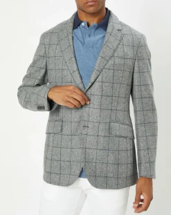 Veste 100% Laine à carreaux fins gris/bleu-Hackett London New