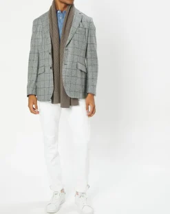Veste 100% Laine à carreaux fins gris/bleu-Hackett London New