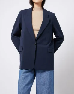 Veste blazer classique 1 bouton bleu marine-Esprit Clearance