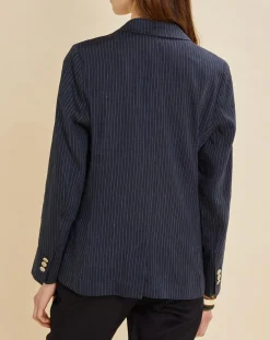 Femme Chloé Stora Vestes, Blousons^Veste blazer en Lin mélangé Virgile bleue