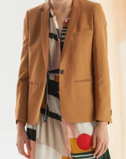 Veste blazer en Lin mélangé Vana camel-Chloé Stora Discount