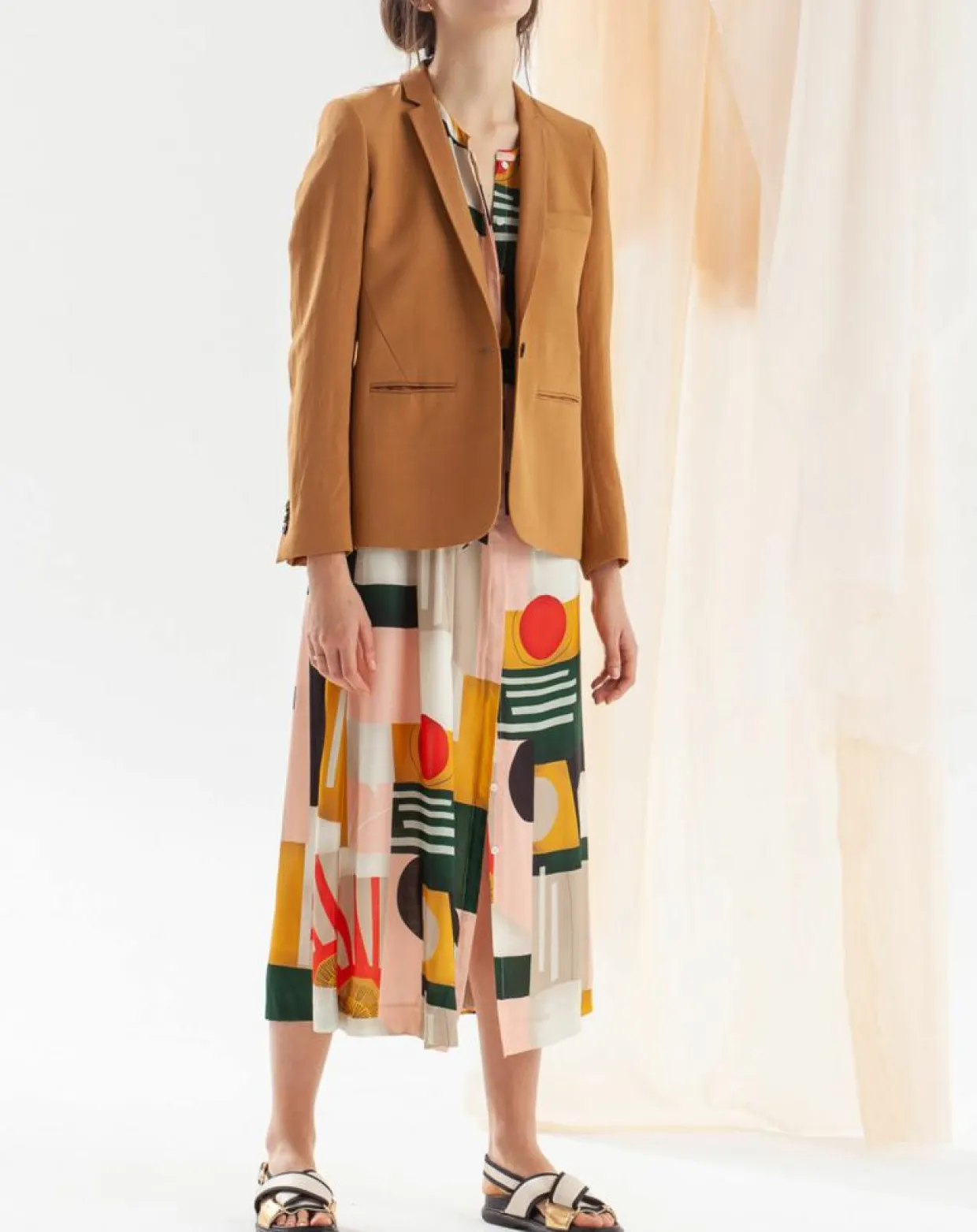 Veste blazer en Lin mélangé Vana camel-Chloé Stora Discount