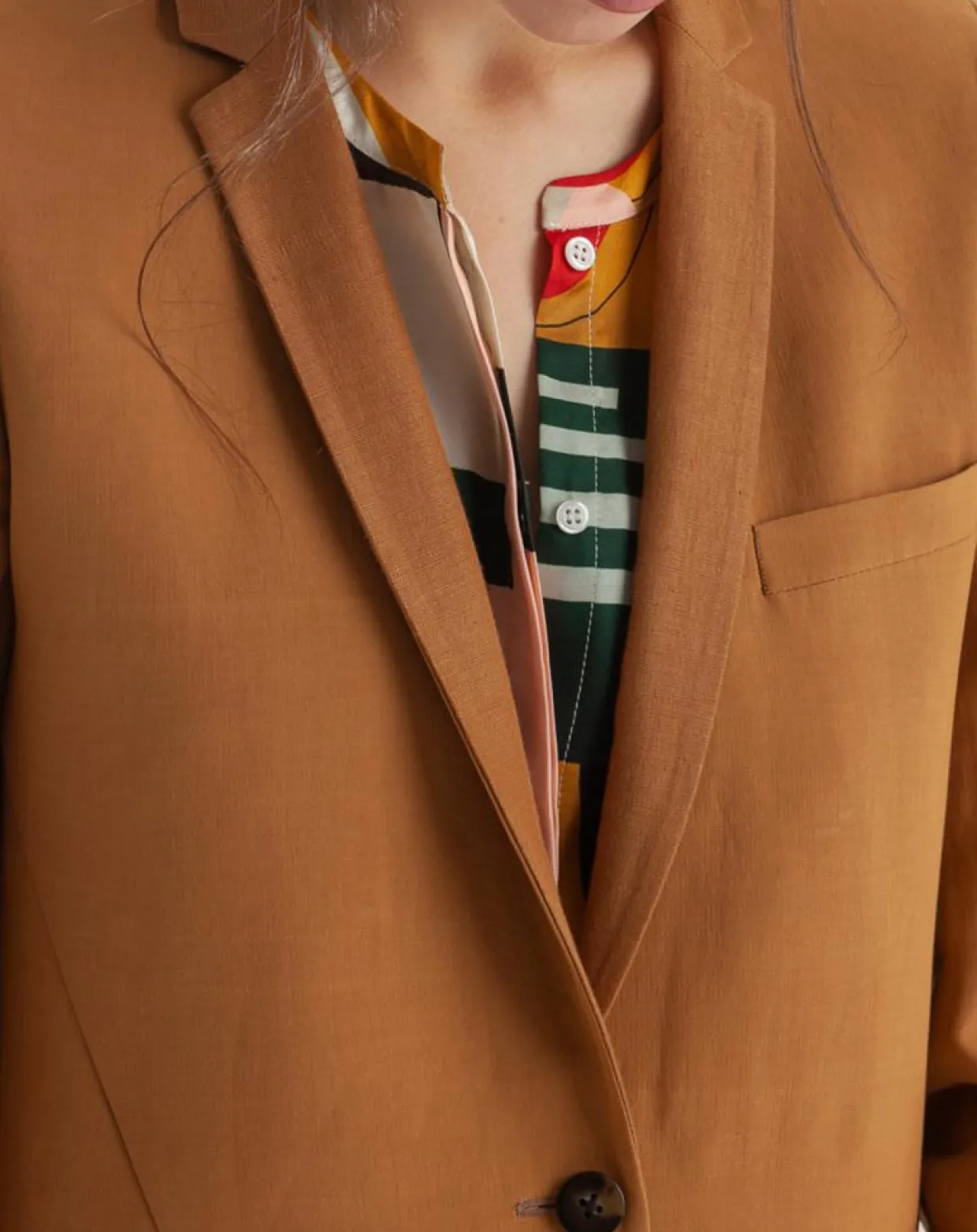 Veste blazer en Lin mélangé Vana camel-Chloé Stora Discount