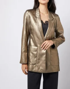 Femme Esprit Vestes, Blousons^Veste blazer enduit métallisé coupe droite bronze
