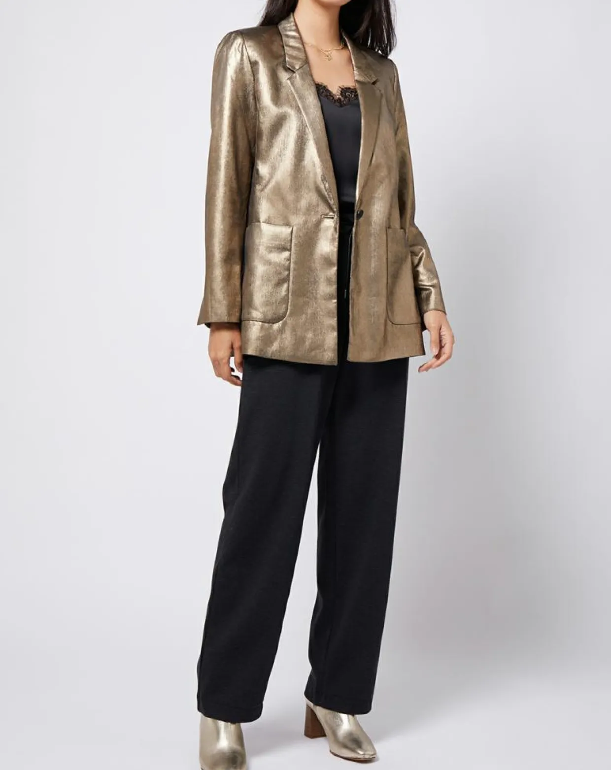 Femme Esprit Vestes, Blousons^Veste blazer enduit métallisé coupe droite bronze