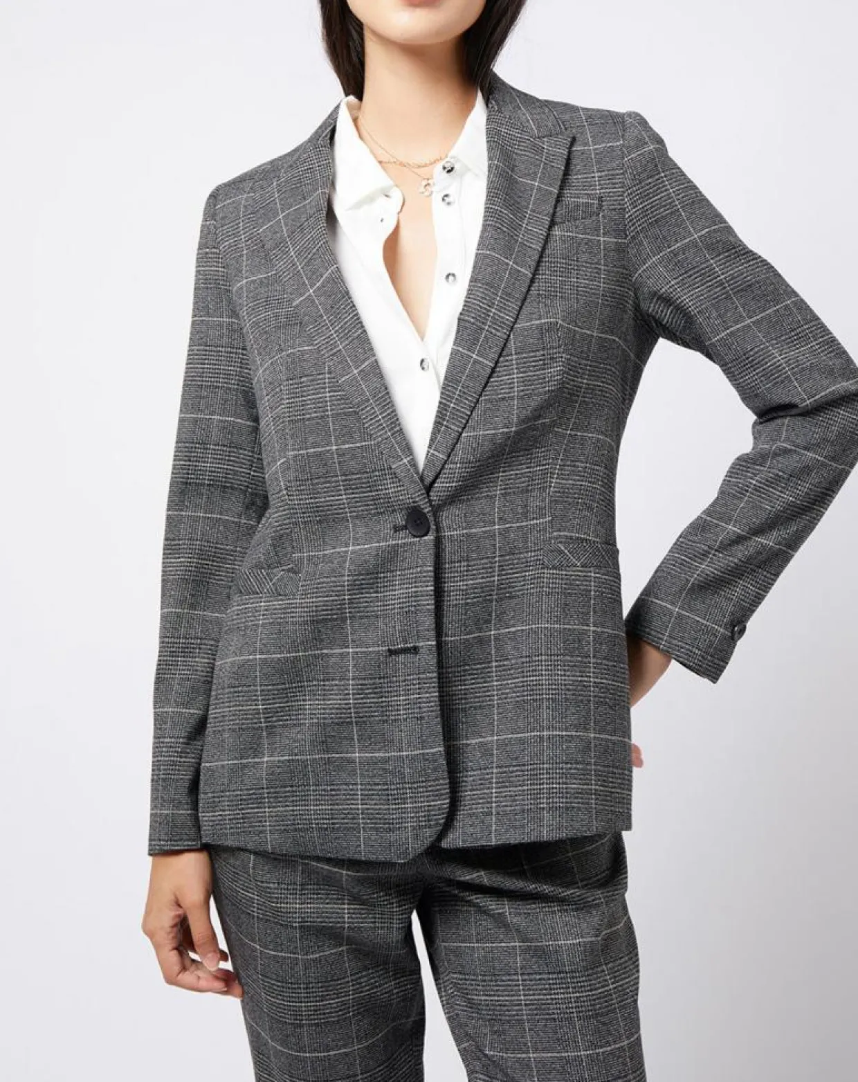 Femme Esprit Vestes, Blousons^Veste blazer prince de galles lurex grise