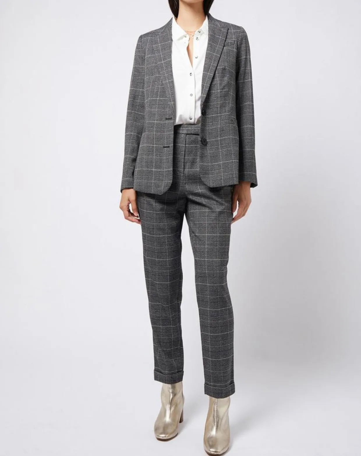 Femme Esprit Vestes, Blousons^Veste blazer prince de galles lurex grise