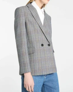 Femme Galeries Lafayette Vestes, Blousons^Veste blazer Rune double boutonnage imprimé Pince de Galles gris/noir