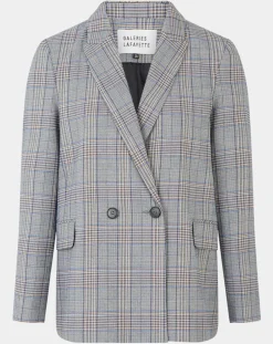 Femme Galeries Lafayette Vestes, Blousons^Veste blazer Rune double boutonnage imprimé Pince de Galles gris/noir