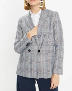 Femme Galeries Lafayette Vestes, Blousons^Veste blazer Rune double boutonnage imprimé Pince de Galles gris/noir