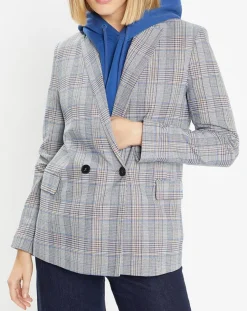 Femme Galeries Lafayette Vestes, Blousons^Veste blazer Rune double boutonnage imprimé Pince de Galles gris/noir